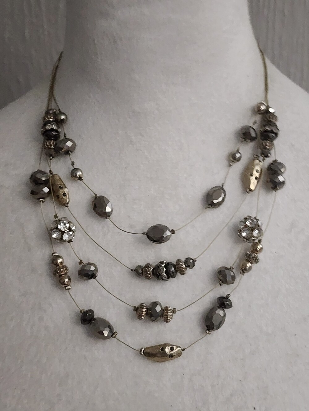 Chico's Two-Tone Crystal Bead Necklace